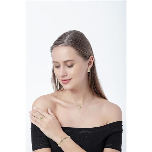 4pcs Cubic Zirconia Wedding Jewelry Sets for Bride Bridesmaid Cubic Zirconia - Picture 3 of 7